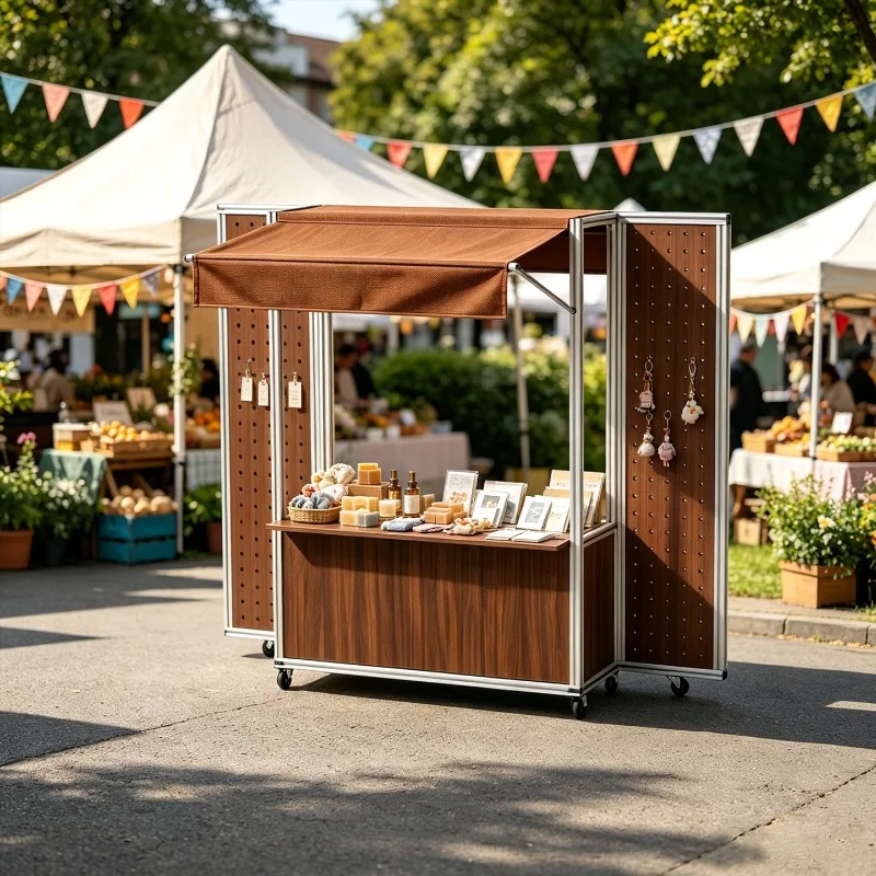 ZS-3 aluminum profile mobile booth rack outdoor market promotion cart with awning multi-layer extension display cart