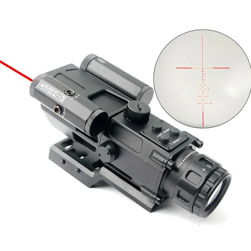 Quick Acquisition Ranging Reticle Compact 4X32 Telescopic Prism Sight with Laser Hang up Equipped Combo Weapon Scope