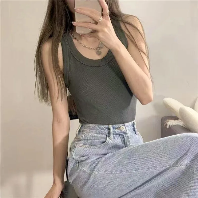 Além de veludo mais grosso tanques feminino primavera casual sólido all-match simples quente macio estilo coreano roupa interior high street doce meninas