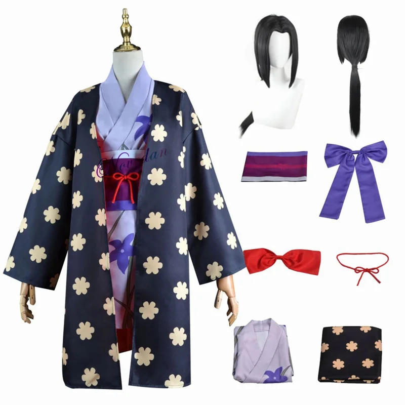 

Anime Miss Allsunday Nico Robin Cosplay Costume Women Kimono Dress Wig Onigashima Outfit Halloween Party Carnival Suit