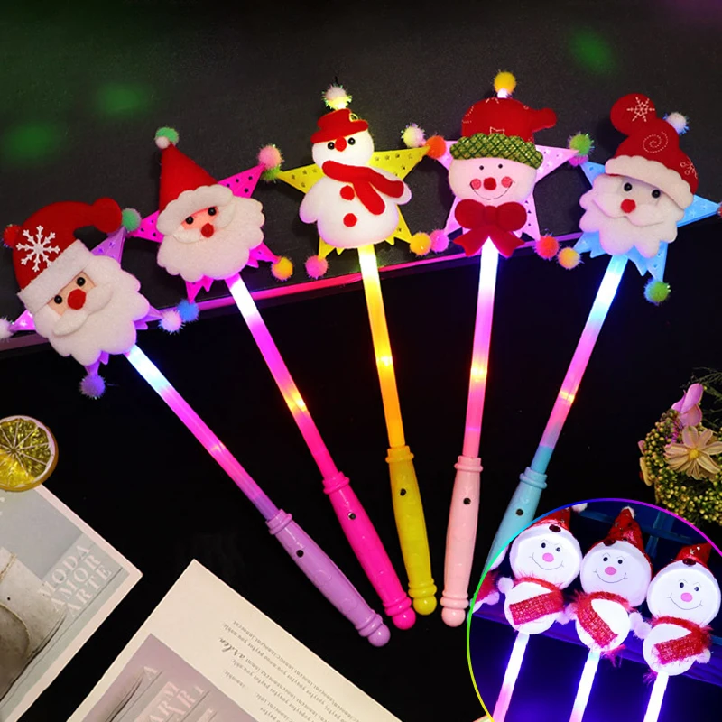 Kids Glow Christmas Hollow Five-pointed Star Flash Stick Toy Christmas Day Decoration Props Holding Magic Wand Children's Toys