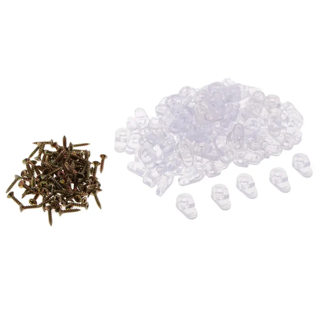 Plastic Screen Retainer Clips with Screws Flush Mount Glass Fixing Clips Home Office Cabinet Hardware for Mirrors Furniture
