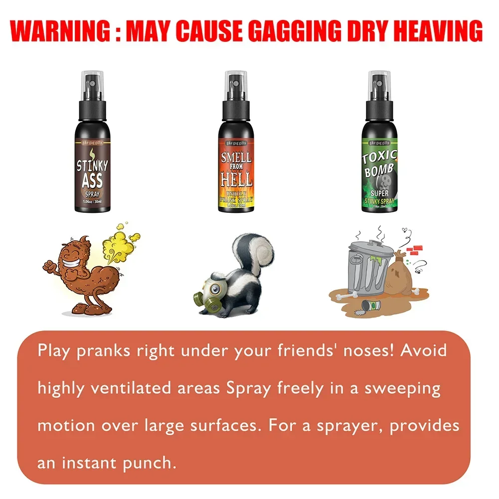 30ml Fart Gag Spray Prank Joke Plastic Terrible Smell Spray Party Supplies Spoof Odor Spray for Adults Kids Halloween Funny Toys view 5