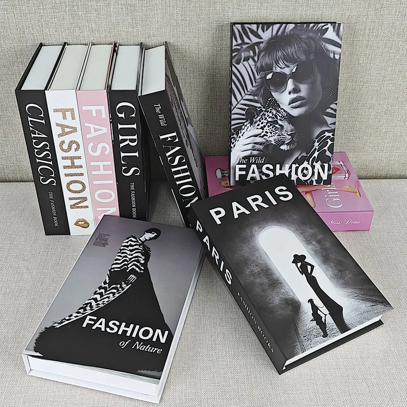 Fashion Brand Fake Books Decoration Luxury Perfume Girl Flowers Magazine Decorative Book Storage Box Coffee Table Hotel Decor