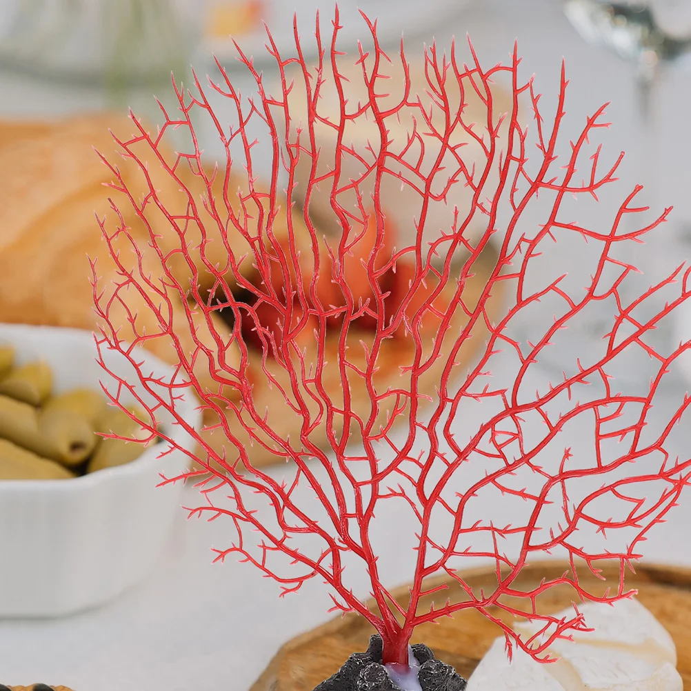 

2 Pcs naments for Sushi Plate Decorations Faux Plants Indoor Artificial Sashimi Plate Adorn Coral Sashimi Adornments