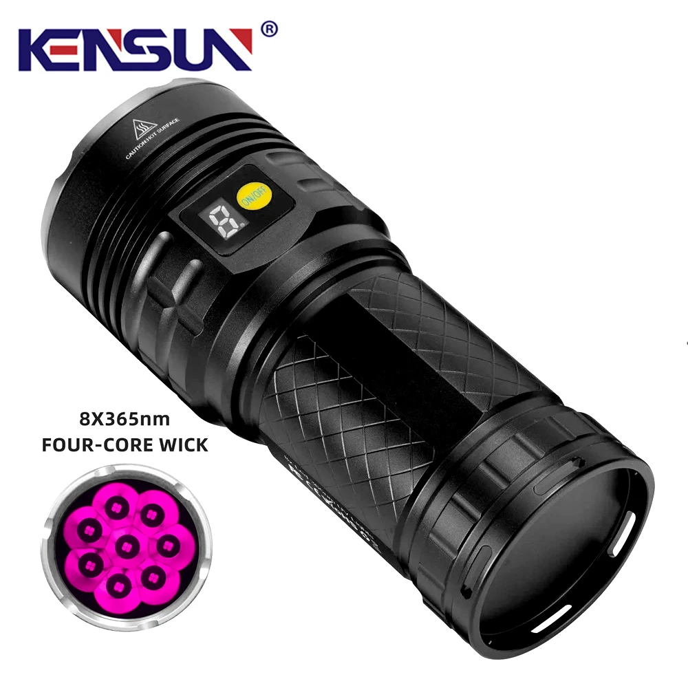 160W High Power UV Flashlight 365nm Powerful Ultraviolet Detection Light Lantern Blacklight LED Torch USB Rechargeable Outdoor