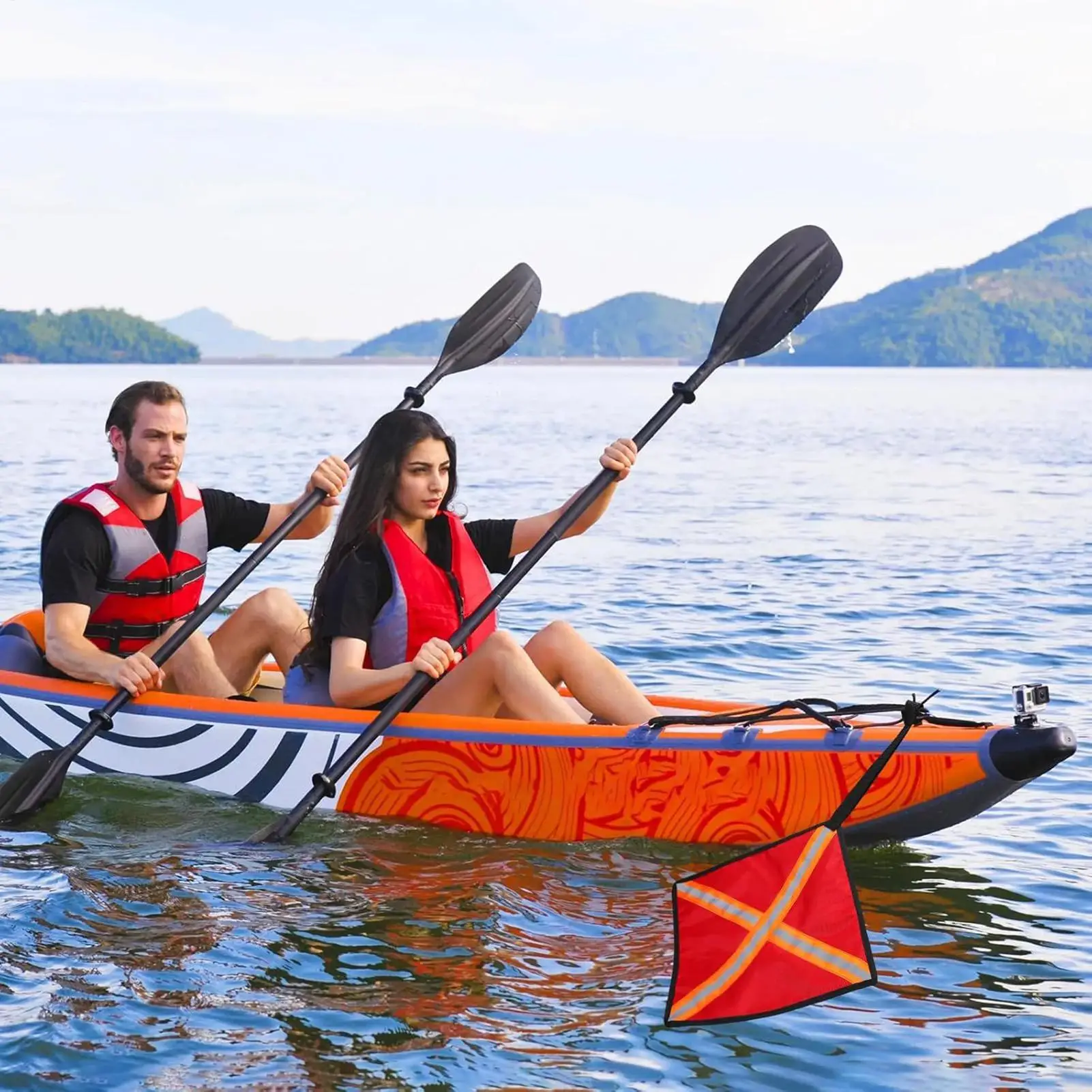 

Boat Safety Flag Flag For Truck Loads Tear-Resistant Reflective Warning Accessories 2 Piece For Canoe Boat Travel Outdoor