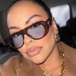 New Oval Sunglasses Women Men Luxurious Brand Designer Casual Sun Glasses Female Male Plastic Big Frame Outdoor Eyewear
