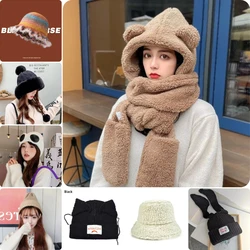 Men's hat balaclava ski mask beanie y2k women's winter hat imitation rabbit fur warm hat hat scarf set outdoor cycling ski warm