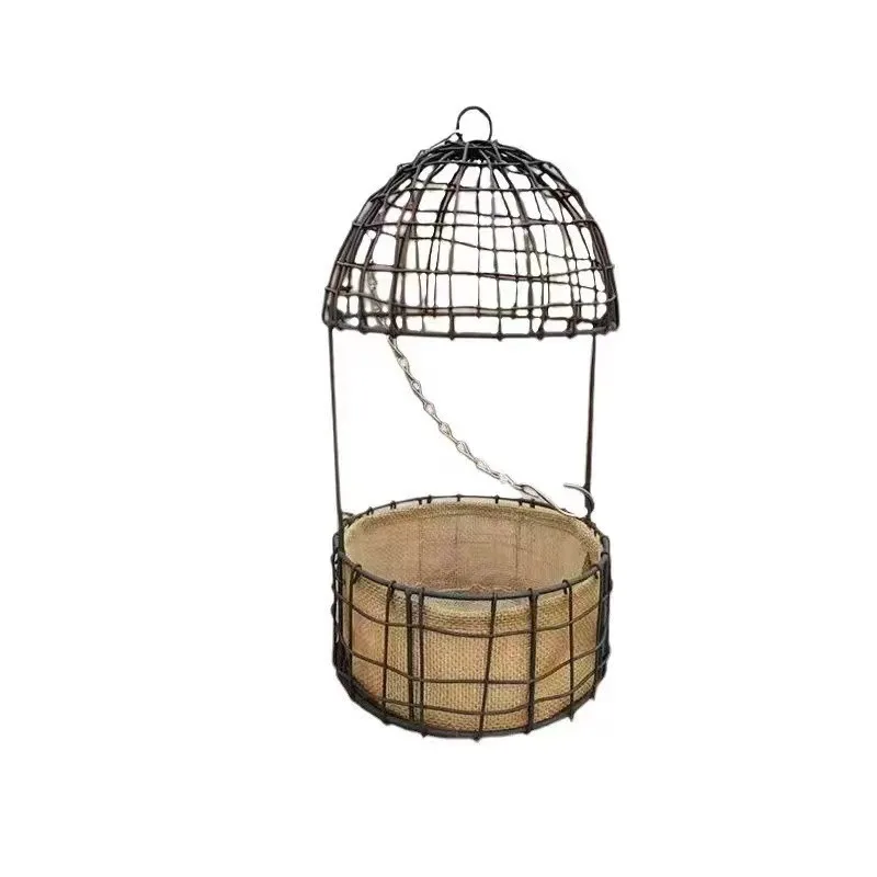 Wire Bird Cage Hanging Basket Outdoor Garden Decoration Hanging Flower Pot Planter Creative Special-shaped Plant Pot