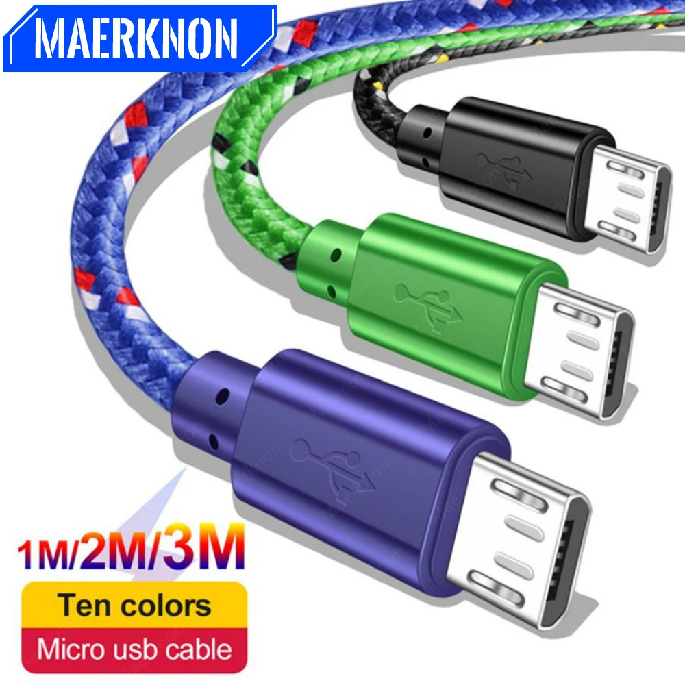 Micro USB Cable 2.4A Fast Charging Mobile Phone Charger Date Cord For Samsung Huawei Xiaomi Micro Nylon Braided Data Sync Cable