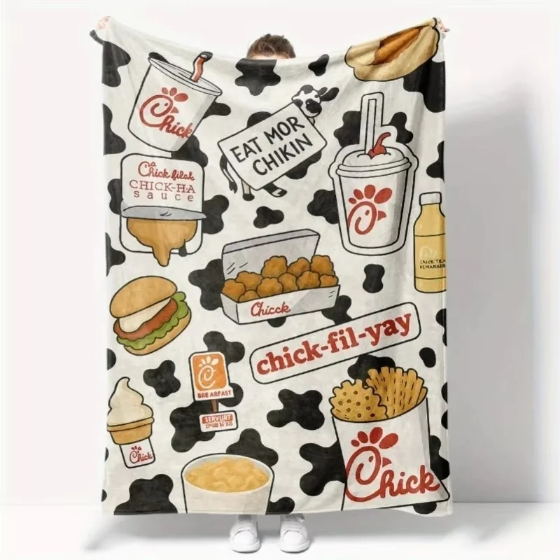 Fashion Print Flannel Blanket, 4 Size Choices, US Direct Delivery, Lightweight & Comfortable, Great for Adults & Kids