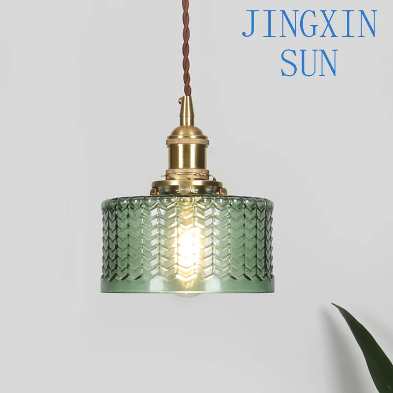 Hand Blown clear Green Glass Lamp Shade Pendant Lighting
