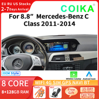 COIKA 8.8 IPS Touch Screen Carplay Radio For Mercedes W204 2011-2014 8+128GB RAM GPS Navi Head Unit Player