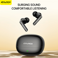 AWEI T88 ANC Wireless Earphones Bluetooth 5.3 TWS Noise Cancelling Headphones with 4 Mics ENC In-Ear Handfree Earbuds