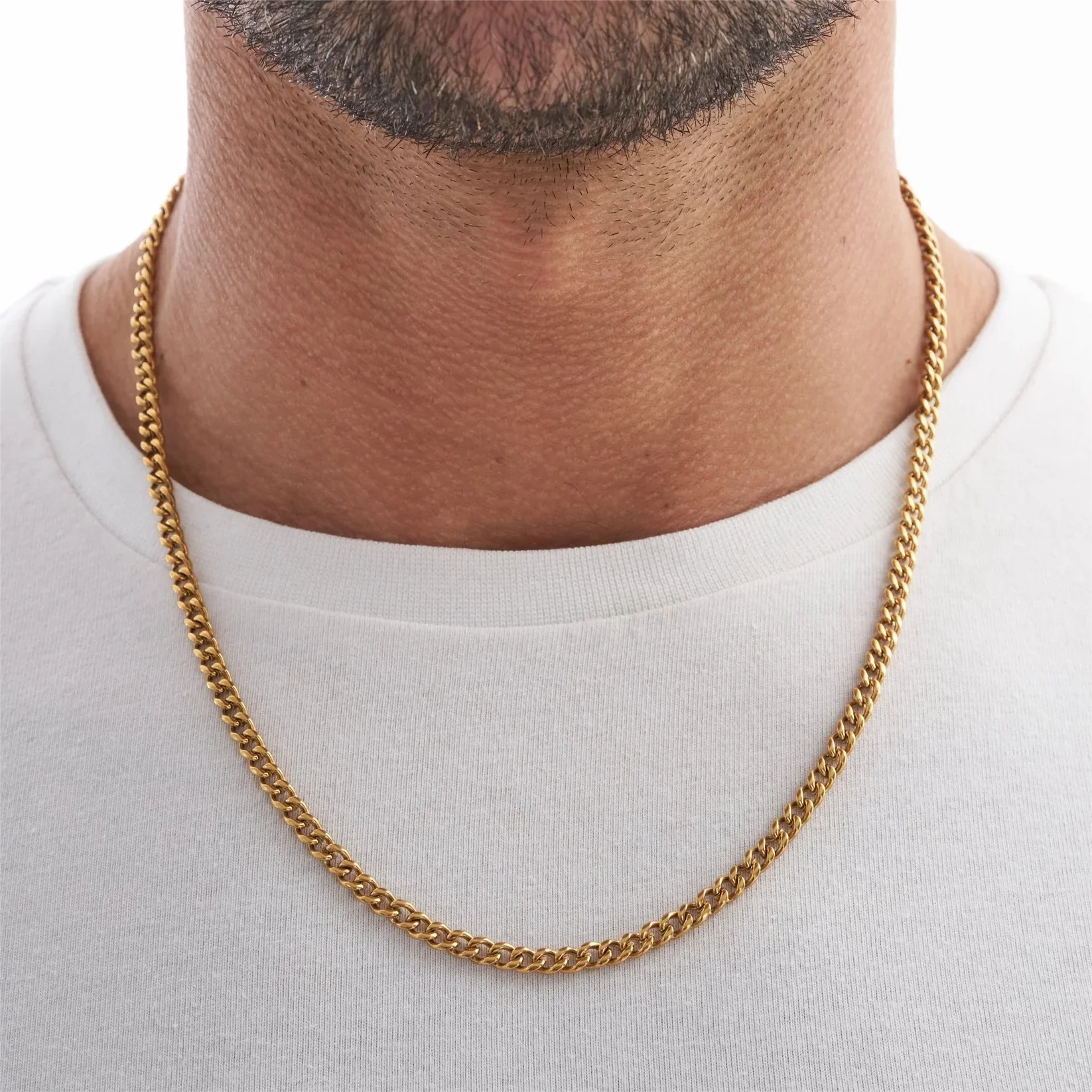 Kubanische Halskette aus Edelstahl für Männer, einfache goldfarbene Kette am Hals, Choker-Schmuck, Party-Geschenk für Männer, HARRY – Detail 3