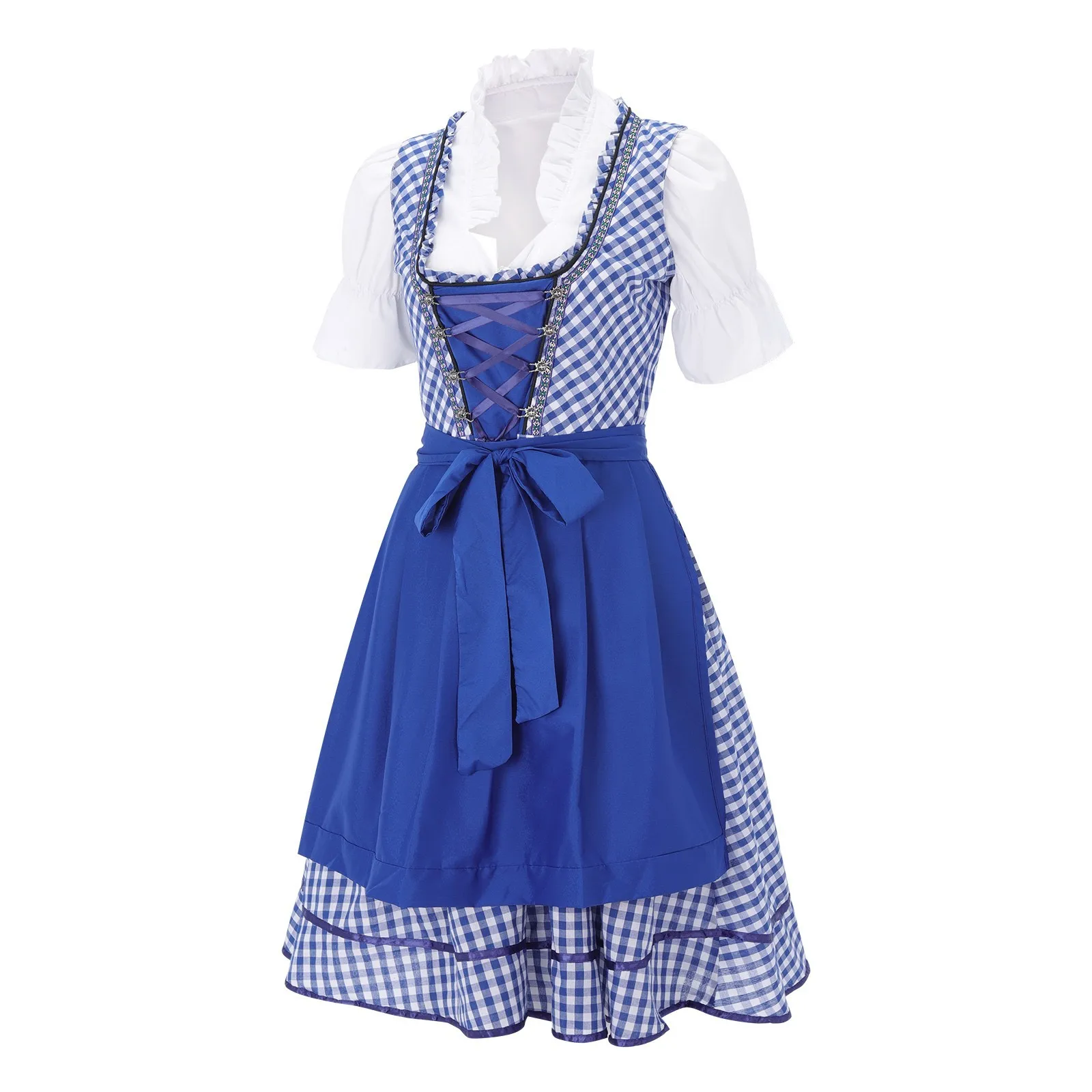 Oktoberfest Plaid Dirndl Jurk Duits Bavarian Bier Wench Serveerster Meid Jurk Cosplay Kostuum Carnaval Halloween Feestjurk