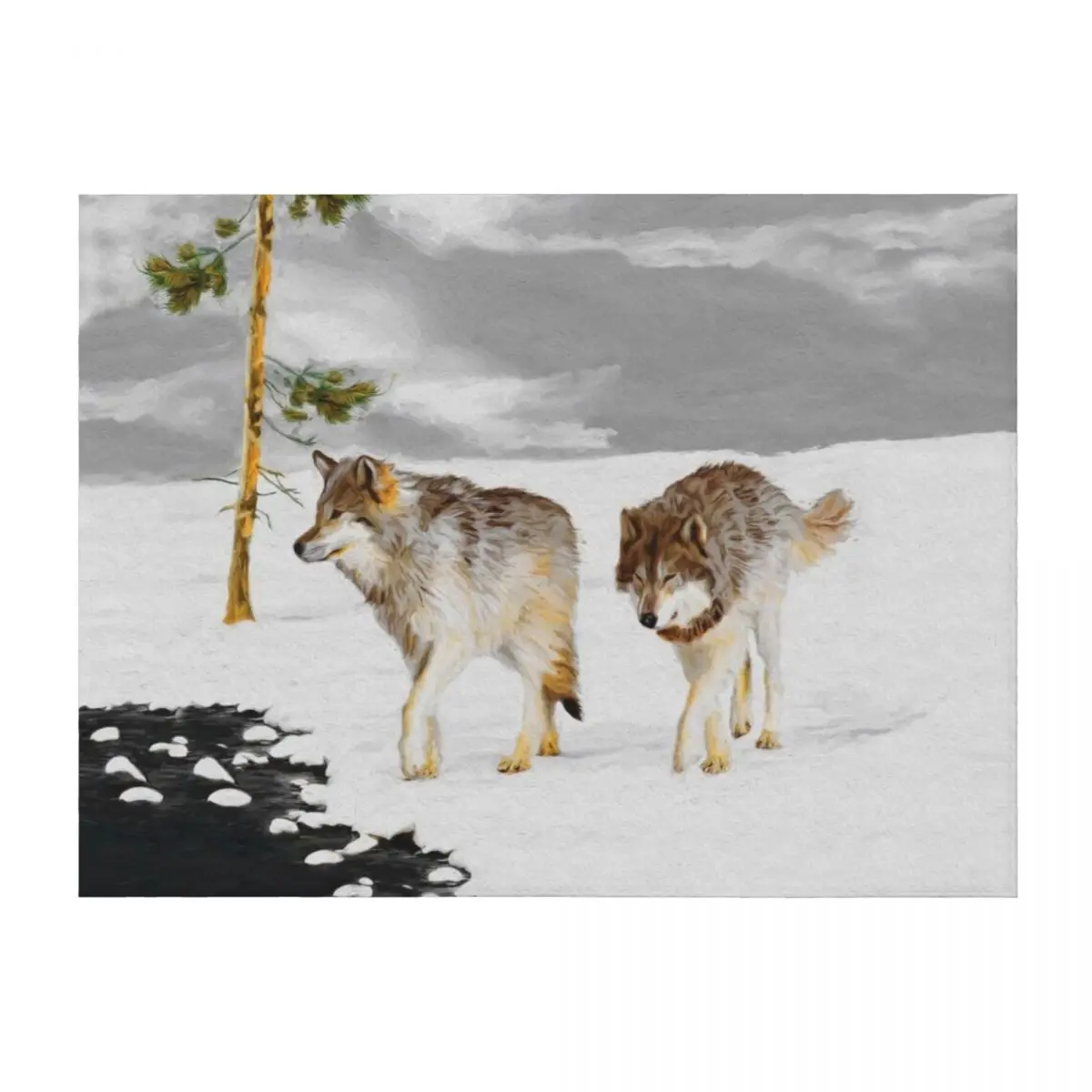 

Wolves in Snow Throw Blanket heavy to sleep Custom For Baby Soft Blankets