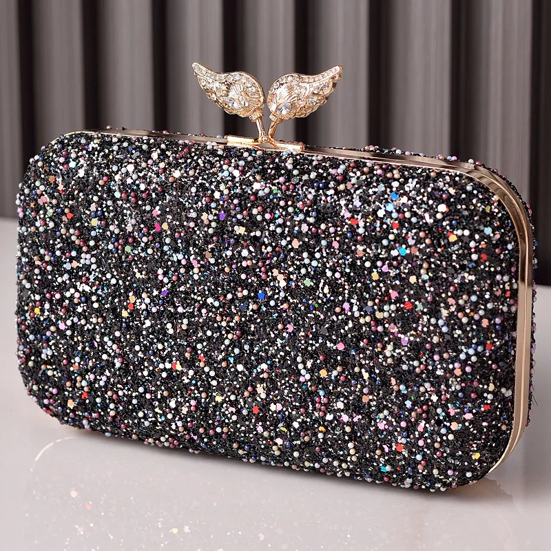 

Luxury Angel Wing Diamond-Studded Evening Clutch Sequin And Bead-Embellished Clutch Cheongsam-Complementing Evening Bag