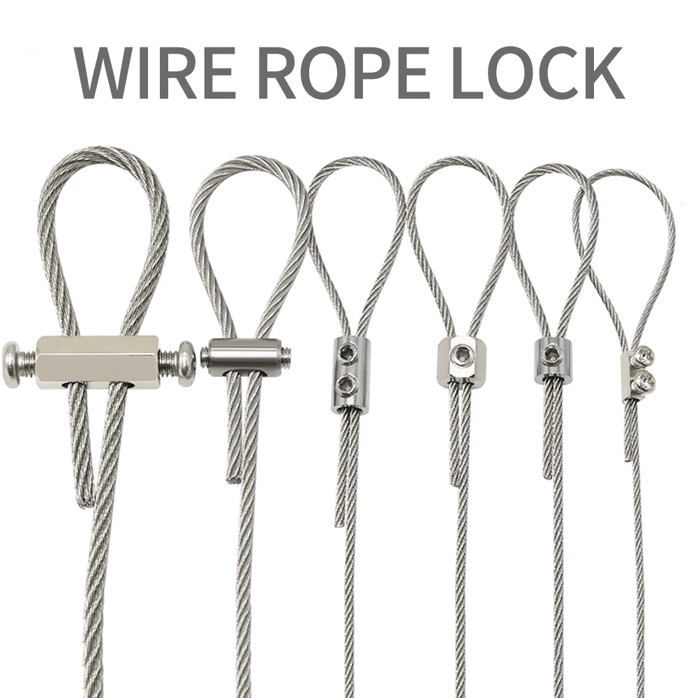 1-4mm Adjustable Steel Wire Rope Buckle Clamp for DIY Lamp Hanging Clamps Telescopic Double Hole Thread Locker Clamps