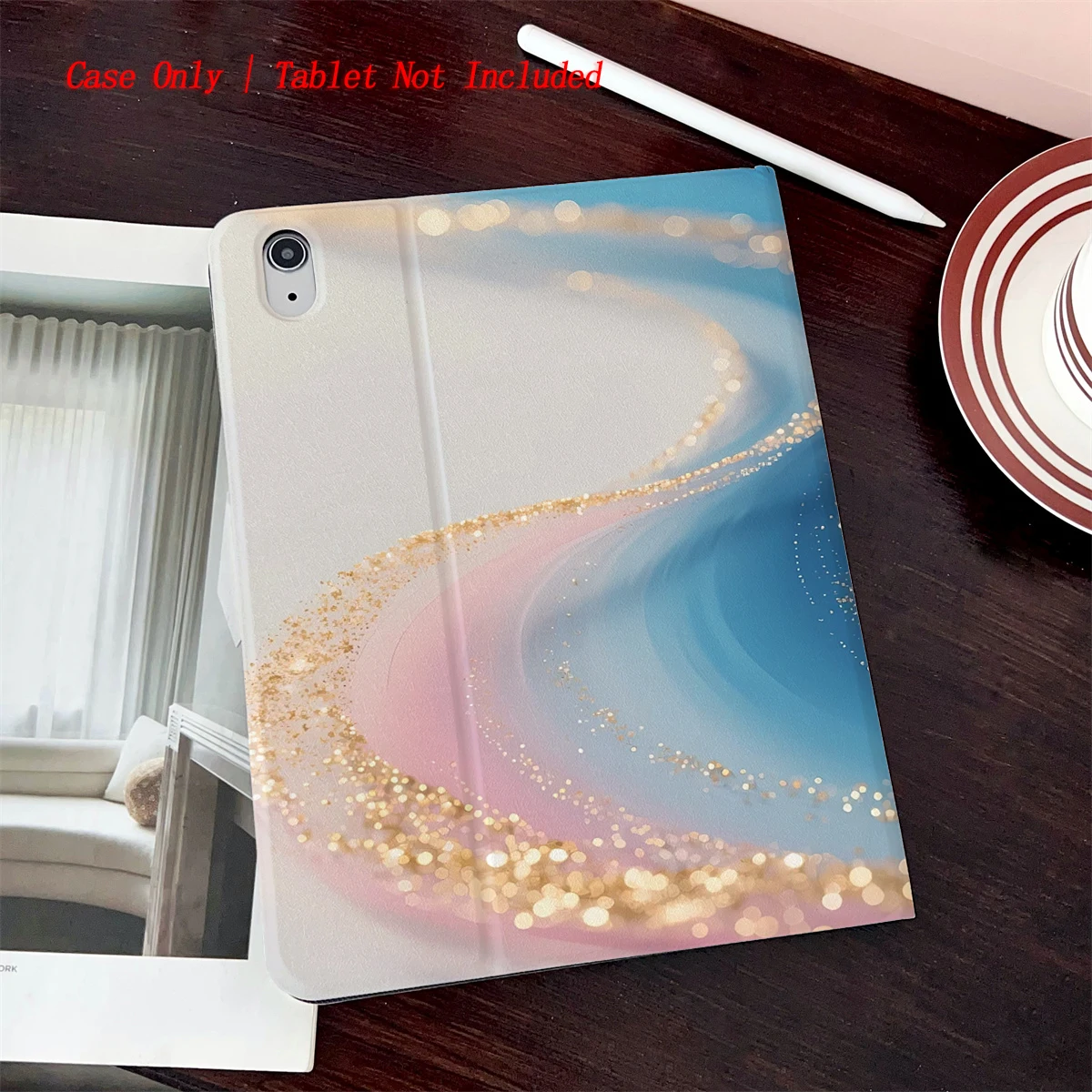 

8 Fresh Style Printed iPad Case, 360° Rotating Stand & Pen Slot,Book Style, Auto Sleep/Wake, Compatible with Various Apple iPads