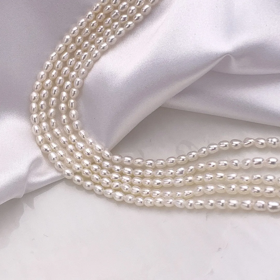 

AAA 3-4mm White Rice-Shaped Natural Freshwater Pearls High-Quality Semi-Finished Beads for Jewelry Making DIY Necklace Bracelet