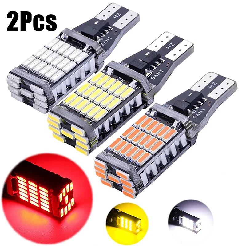 Lampu sinyal Led W16W Super terang, lampu parkir cadangan 912 921 untuk lampu mundur 12V putih kuning 2 buah