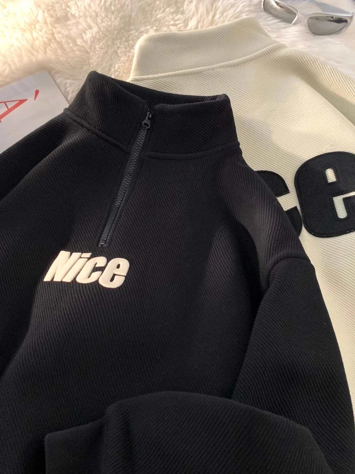 سترة بغطاء للرأس منقوشة بحروف ثقيلة الوزن من Aymelon American Sle للرجال فضفاضة مبطنة بالفعل ملابس خارجية دافئة عصرية غير رسمية...