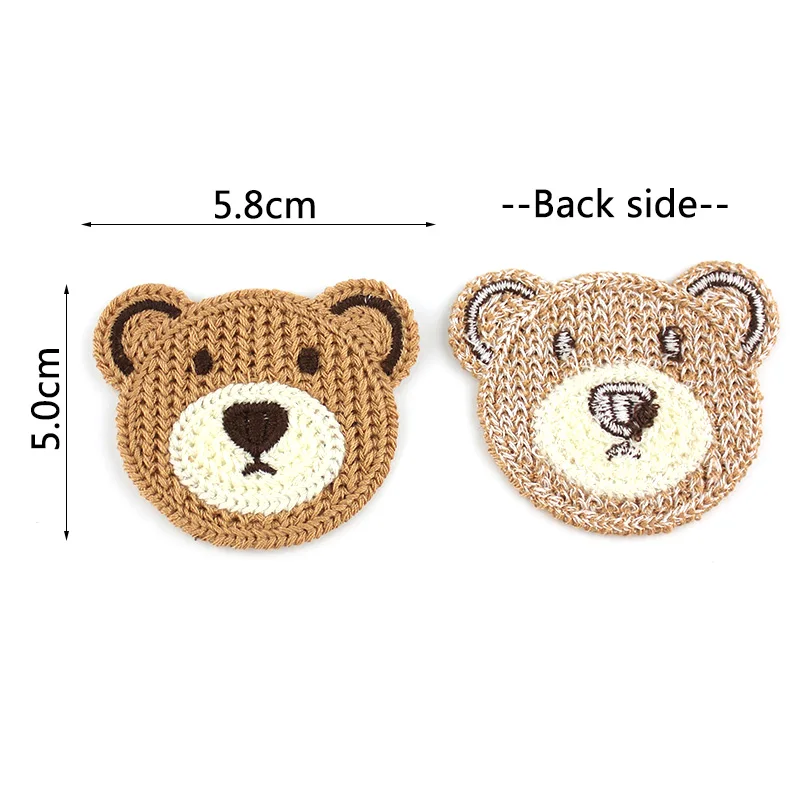 16Pcs 5*5.8cm Cartoon Embroidery Bear Appliques For DIY Headwear Hairpin Crafts Decoration Clothing Patches Accessories