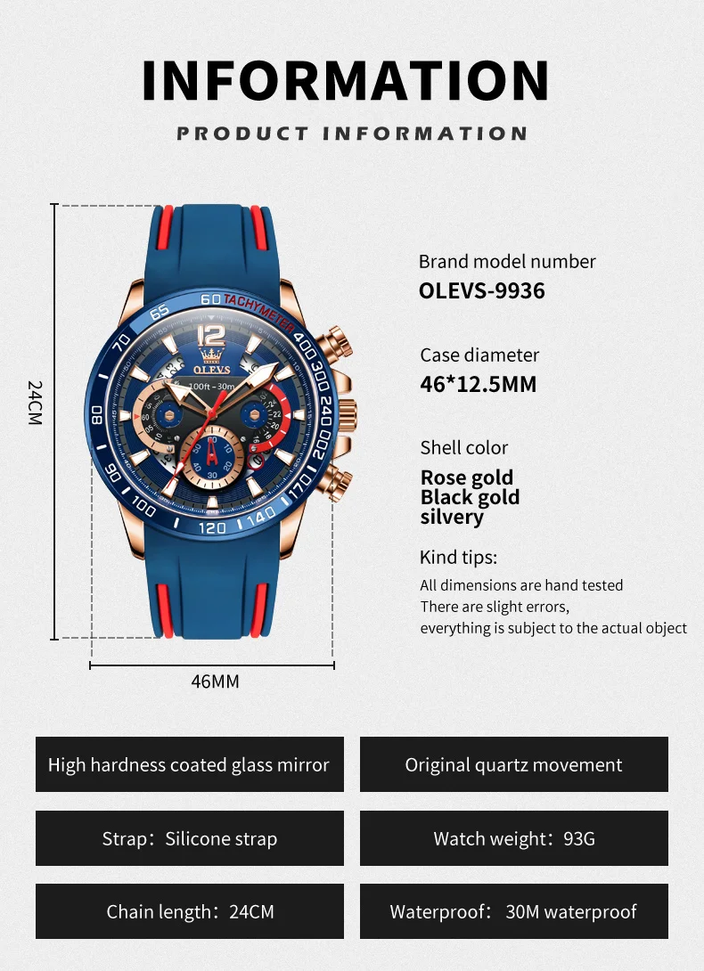 OLEVS Quartz Watch for Men Original TOP Brand Rubber strap Waterproof Luminous Date Week Men\'s Quartz Watch reloj hombre