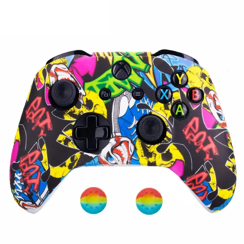 Custodia protettiva in Silicone ZOMTOP per XBox One X S Controller Protector stampa a trasferimento d'acqua Camouflage Cover grip Caps