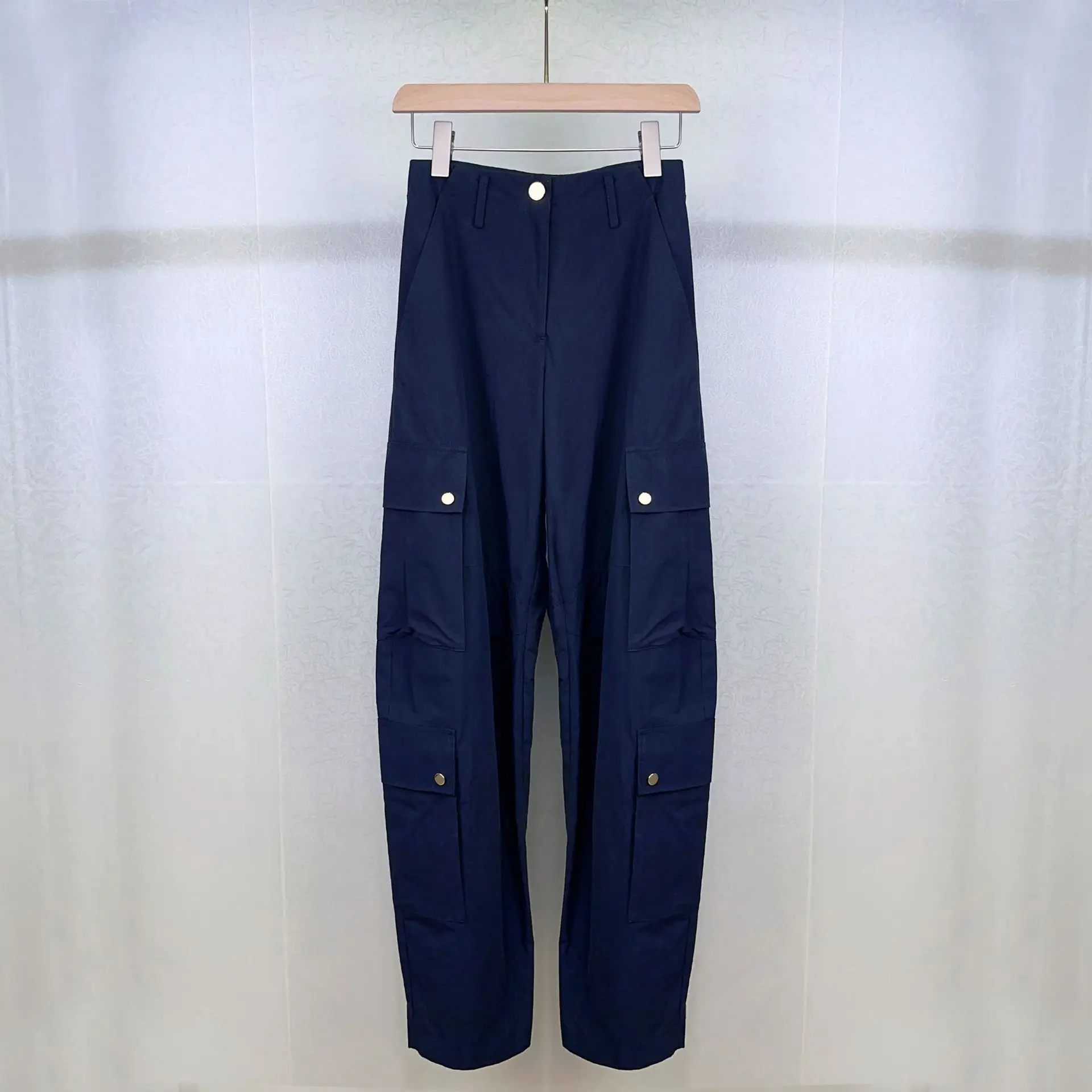 

High waisted casual pants, straight leg workwear pants, large pocket patchwork, loose fit, 2024 summer new casual style