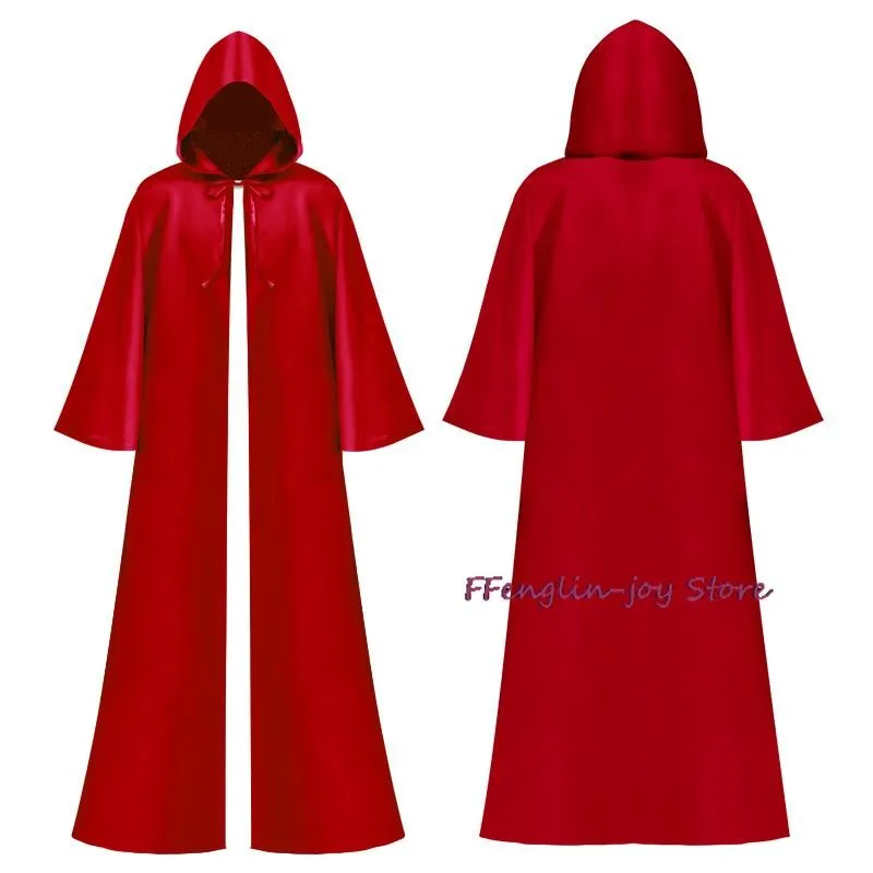 Halloween Medieval Men Women Tunic Hooded Robe Cloak Knight Cosplay Wizard Vampire Robe Cloak Adult Costume Clothing Fullset 202