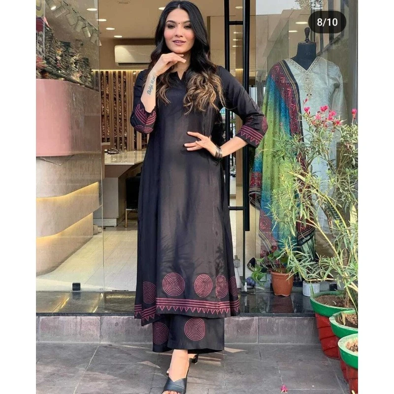 Женские дизайнерские черные прямые брюки Salwar Kurta Partywear стильное платье в подарок