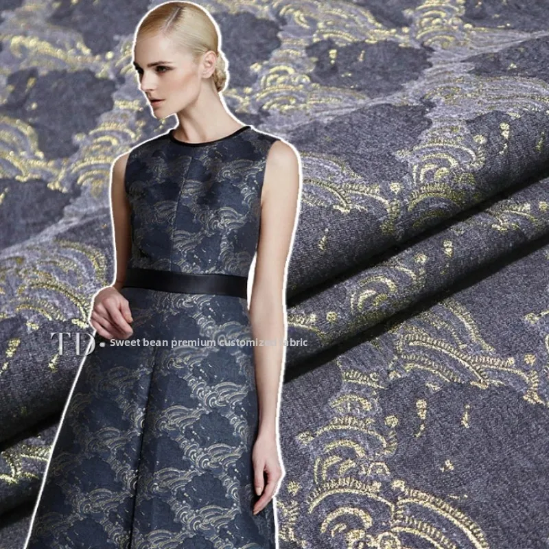 

Золотая проволока, парча, жаккардовая ткань, окрашенная в пряжу, тисненое платье, блейзер, модный европейский брендовый дизайн, шитье, оптовая продажа, ткань на метр