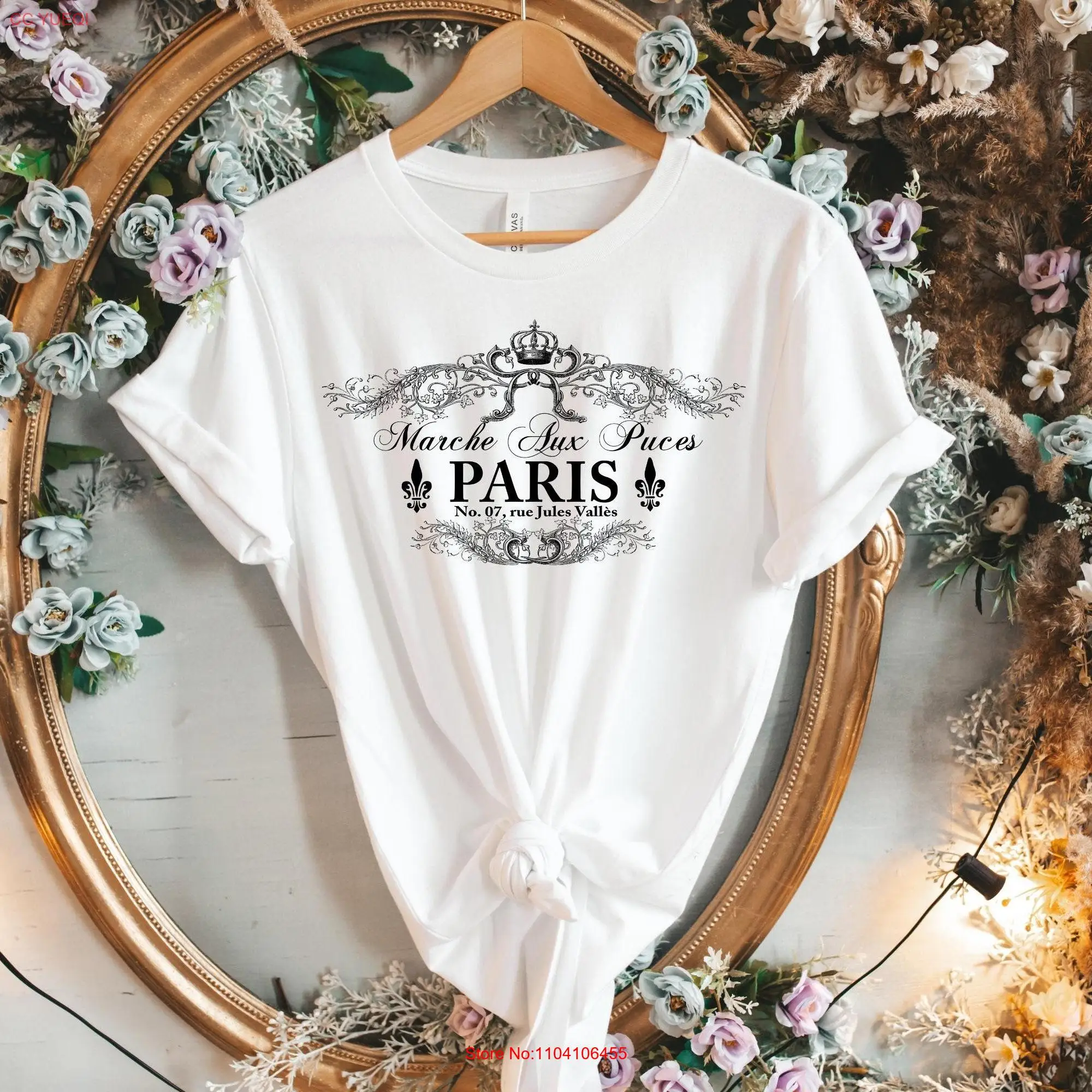 Paris Flea MarkeT T Shirt Marche Aux Puces International Traveler Wanderlust French Souvenir Vintage Sign FRANCE