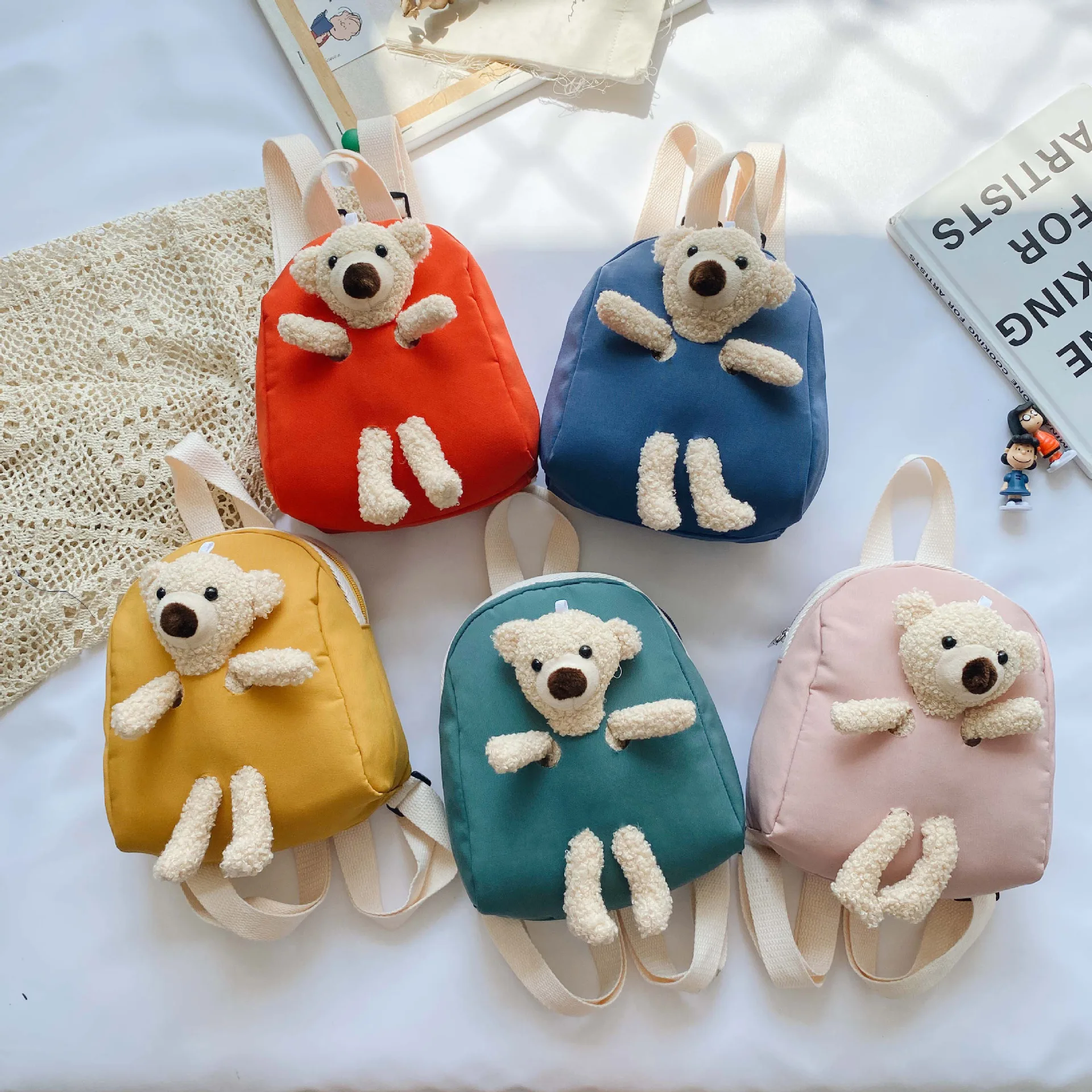 Korean Version of Children's Plush Bear Bag New Backpack Cute Cartoon Small Backpack Tide Boys and Girls Toddler School Bag