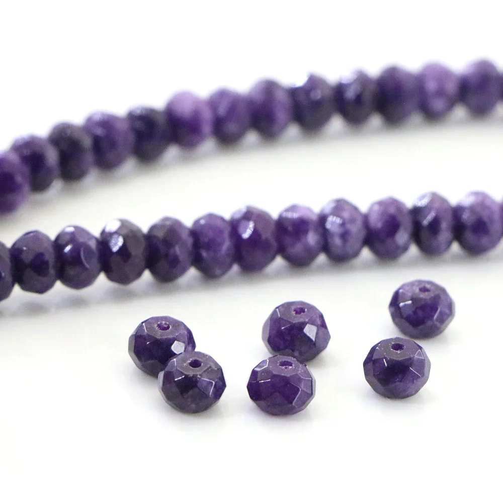 10 Colors Charm Beads for Jewelry Making 5x8mm Faceted Purple Jades Abacus DIY Women Necklace Bracelet Natural Stone Accessory