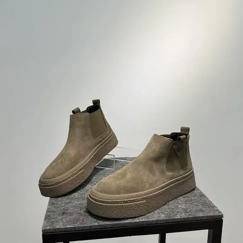 Autumn Platform Ankle Boots for Man High Quality Men Boots 2025 Luxury Designer Shoes for Men Heel Warm Casual Elegant Men Boot