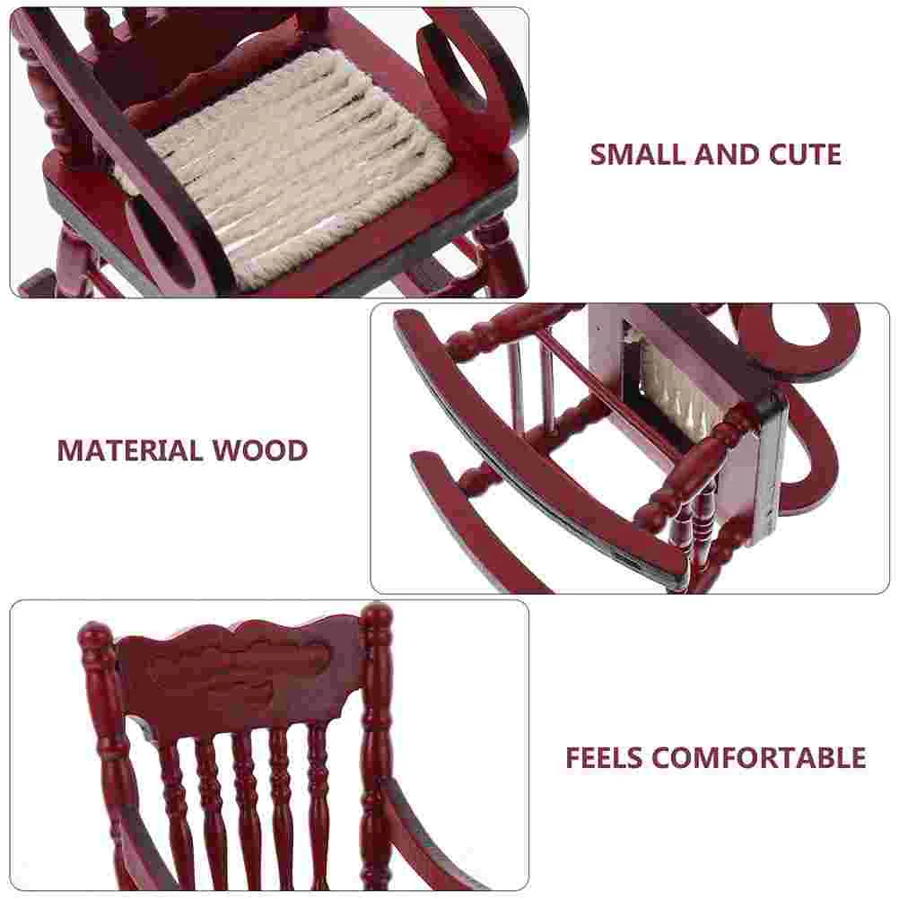 2 Pcs Model Chair Decor Mini Rocking DIY Modeling Toy Small House Miniature Furniture Accessories Wooden Baby