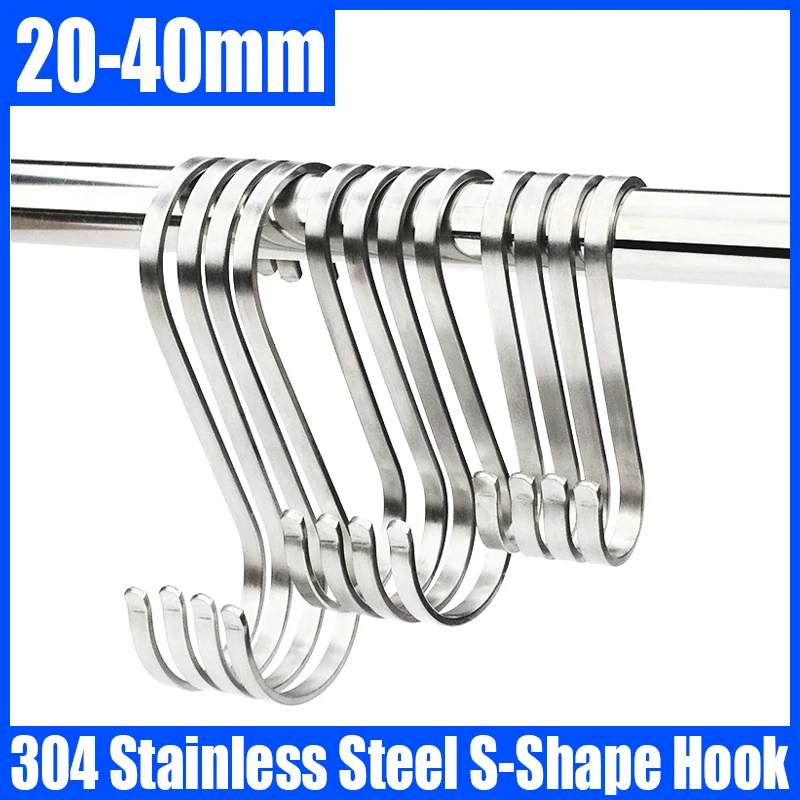 

5PC Stainless Steel S-Shape Hook Clothes Bags Towel Hanging Rack Door Hook Kitchen Bedroom Railing S Hanger Hooks Storage Hanger