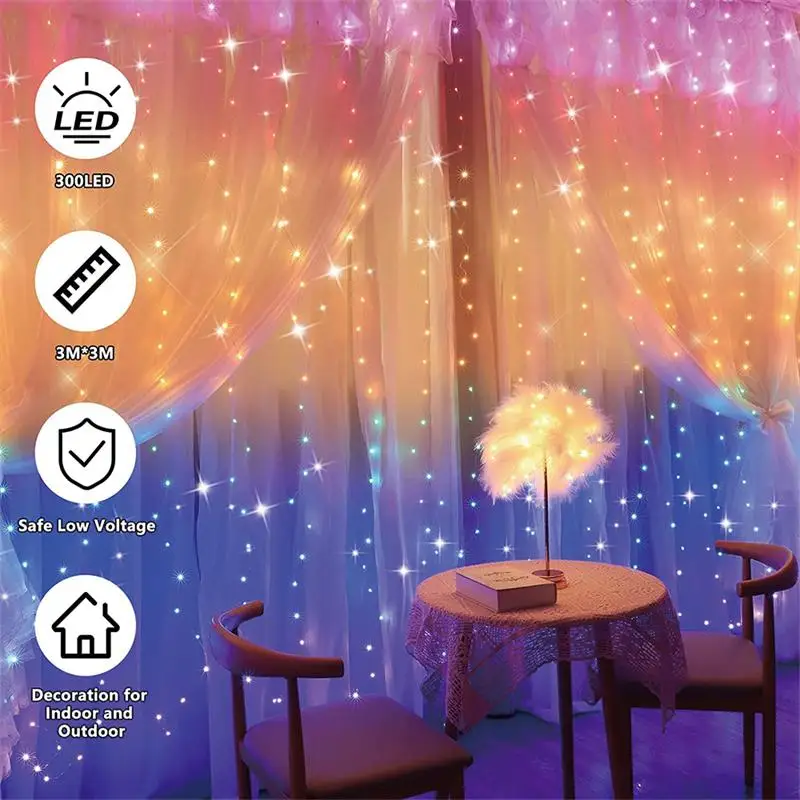 Tuya Smart Life Wifi Bluetooth Curtain Light String Fairy Lights Festival Decor Festoon LED Garland Work With Alexa Google Home