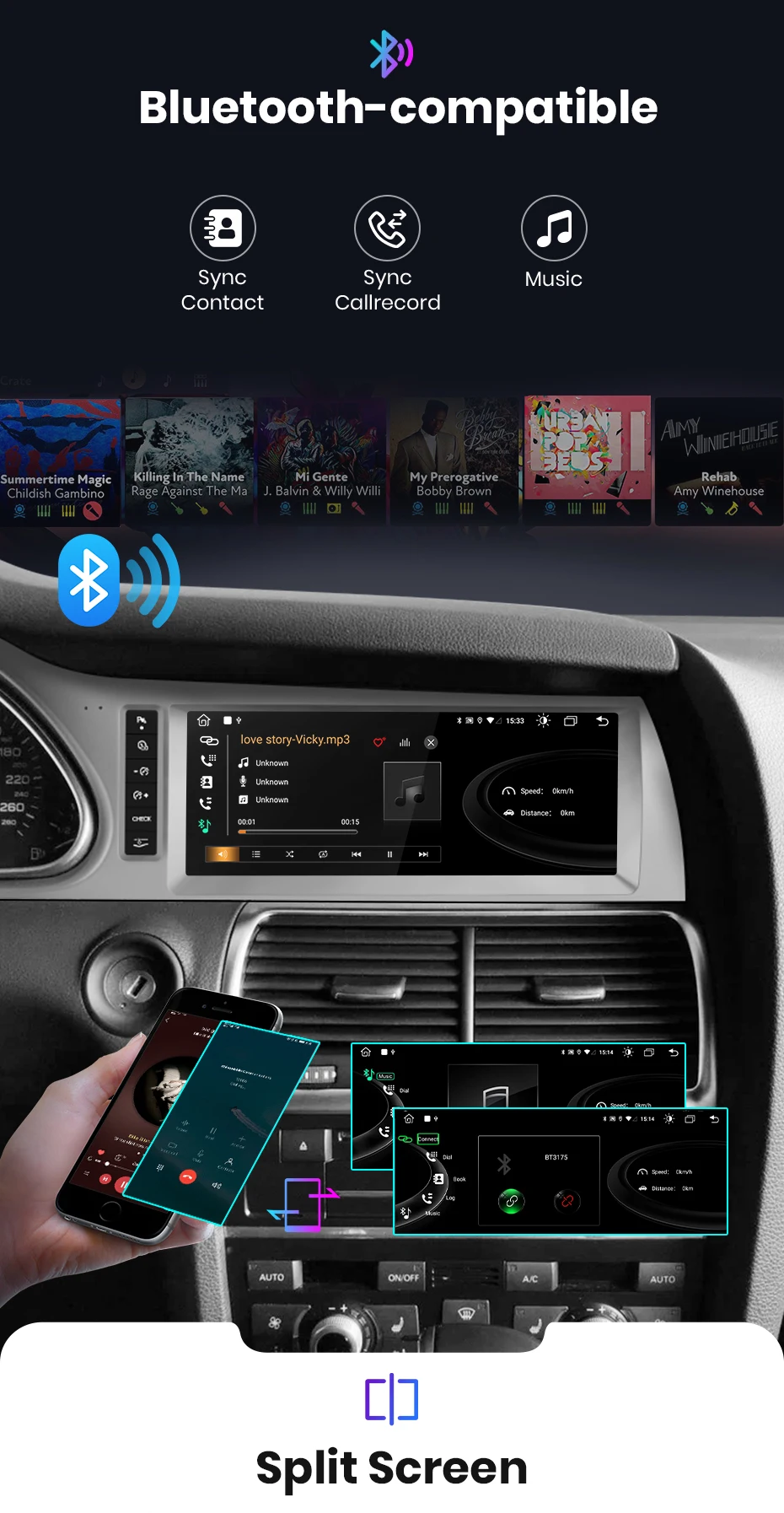 Junsun Kabelloses CarPlay und Android Auto Autoradio für Audi Q7 4L 2005-2015 MMI 2G 3G Intelligentes System Stereo 4G GPS-Navigation Multimedia-Player Touchscreen – Detail 12