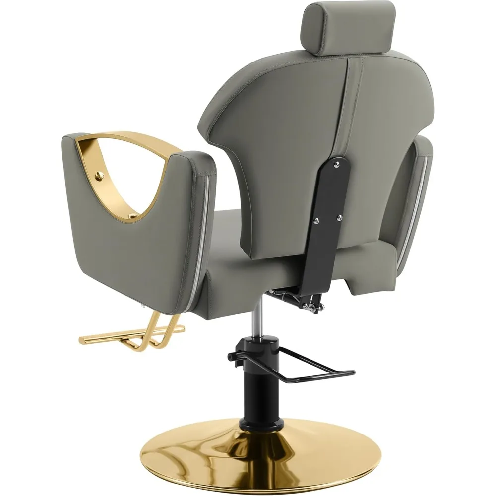 كرسي صالون احترافي لمصفف الشعر كرسي حلاق مستلق مع مضخة هيدروليكية شديدة التحمل صالون حلاقة دوار 360 درجة #4