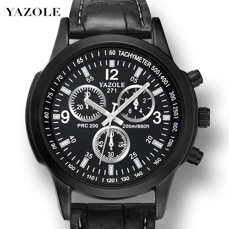 YAZOLE Band Men\'s Watches Fashion Sport Quartz Wristwatch for Men Casual Leather Belt Military Men Watches Clock reloj hombre