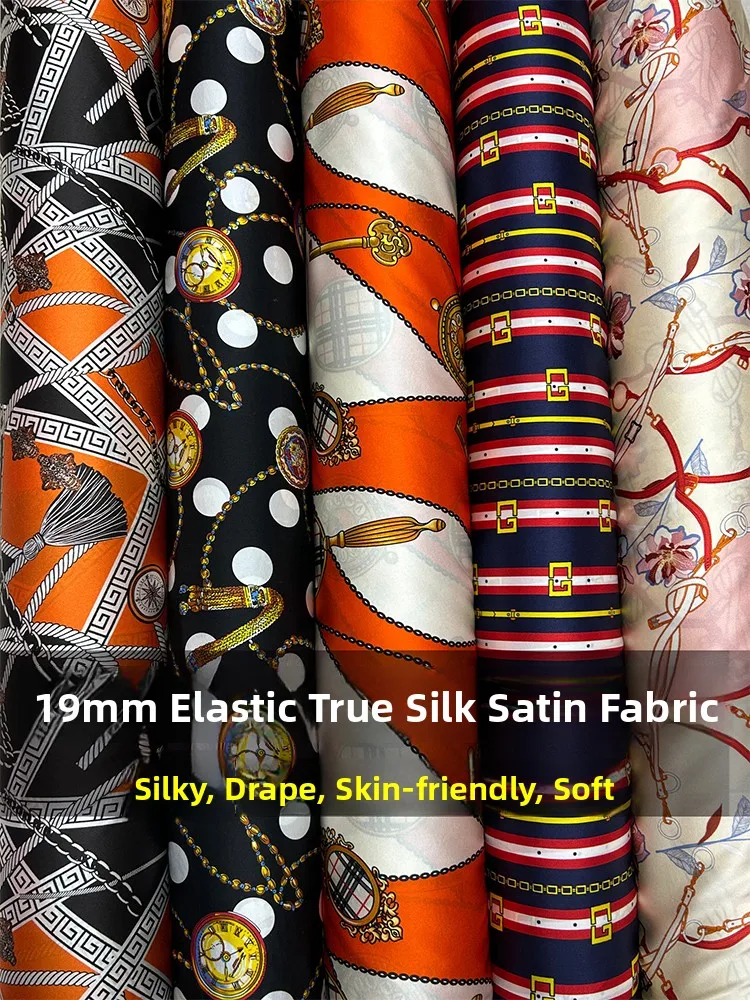 

Летняя шелковая ткань: эластичный атлас из туссах-шелка с принтом, высококачественный китайский шелк для рукоделия и домашнего декора