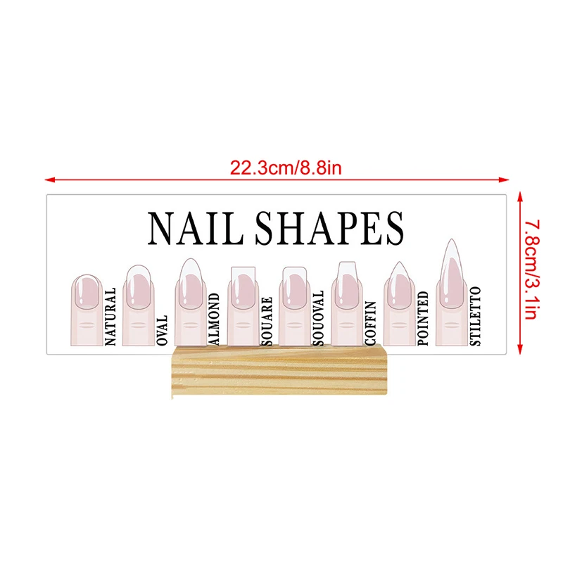Acrylic Nail Shape Display Board Wooden Base Nail Art Practice Guide For Salon Training And Design