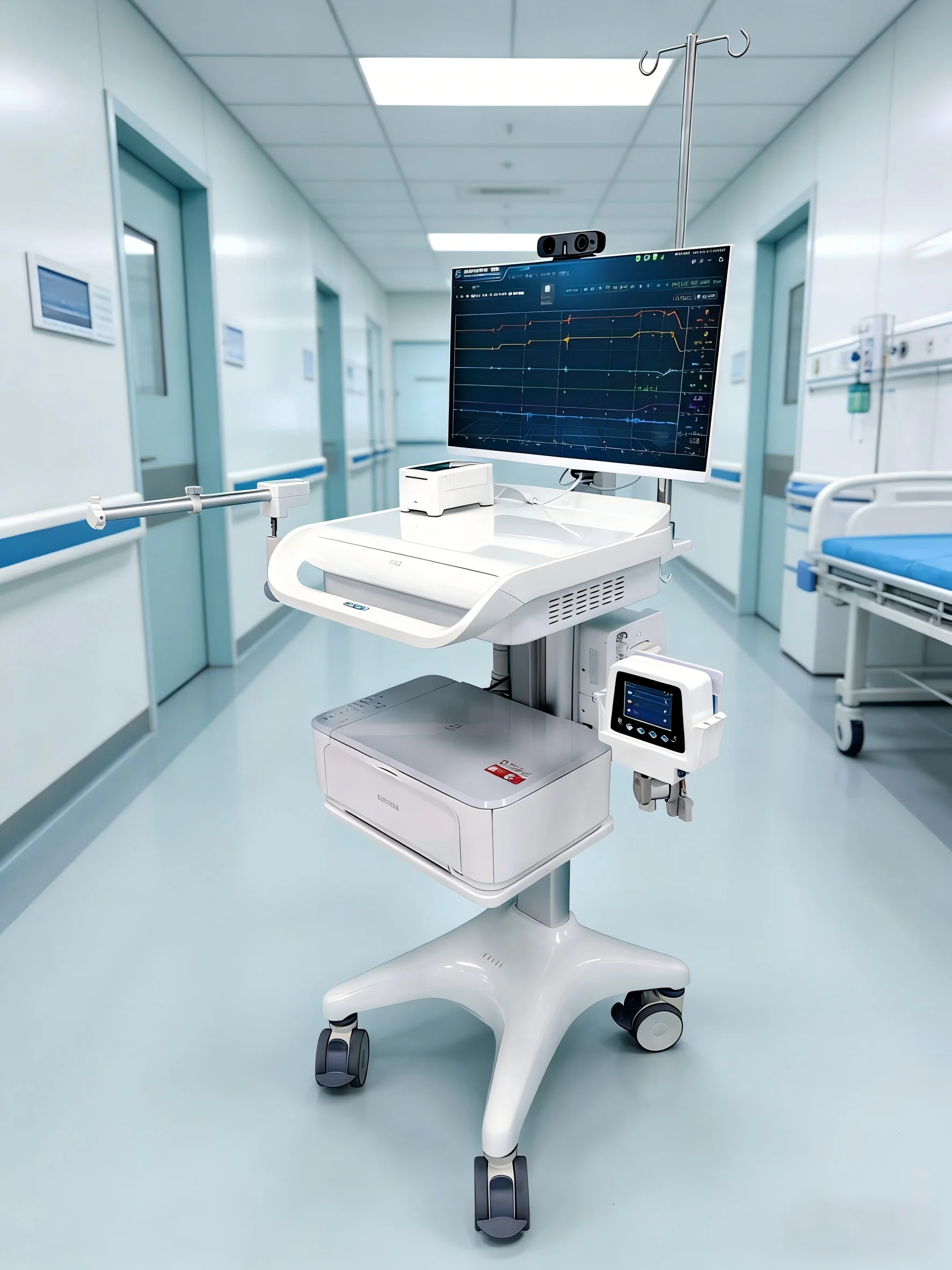 Emergency Medical Trolley, Height Adjustable Trolley, Durable Casters for Ambulance First Aid Kit Transportation Meden