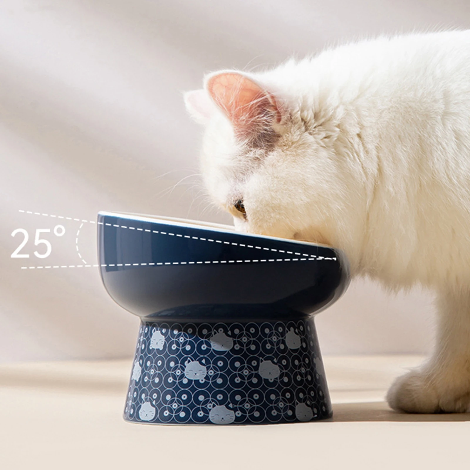 Ceramic Elevated Cat Feeder Bowl Dish Anti Slip Cat Dog Pet Food Water Feeder Raised Dog Bowl Pet Accessories