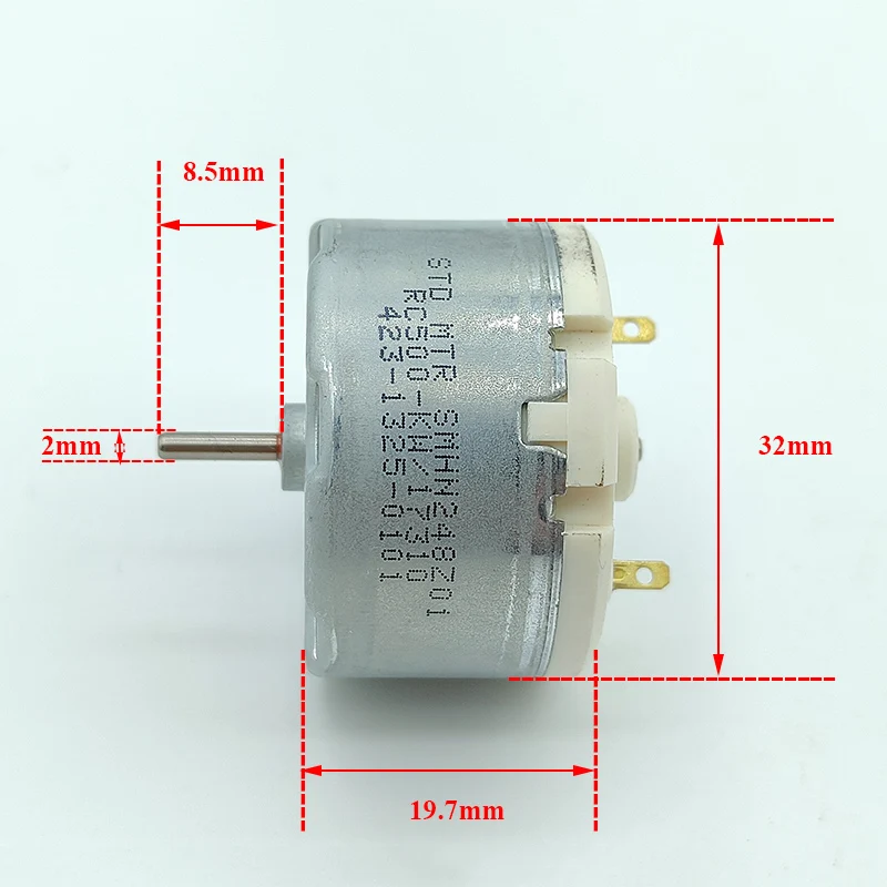 Standard Motor RC500-KW/17310 Mini RC500 Motor DC 6V-12V 9500RPM Micro 32mm Diameter Round Spindle Motor DIY Sweeper Robot Toy